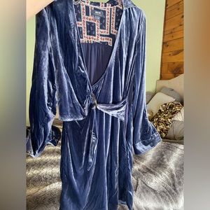 Maeve by Anthropologie. Women’s size 10. Slate blue velvet wrap dress